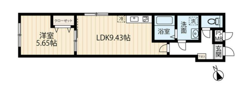 グランツ立川(1LDK/1階)の間取り写真