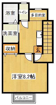 フォレスト南関B(1K/2階)の間取り写真