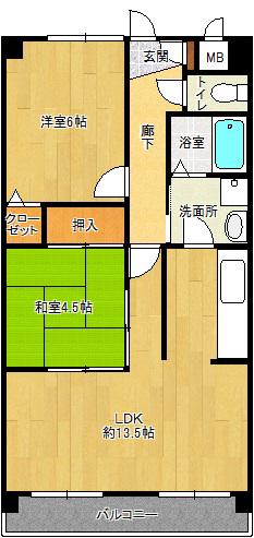 メゾンヴェール中尾II(2LDK/3階)の間取り写真
