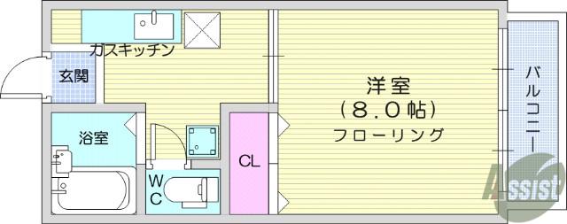 植木ハイツ5(1K/2階)の間取り写真