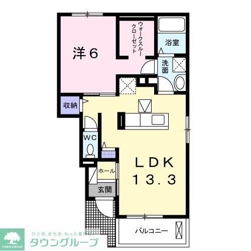 フィオーレ プリート III(1LDK/1階)の間取り写真