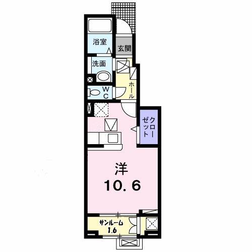 ルーエ西本成寺III(ワンルーム/1階)の間取り写真