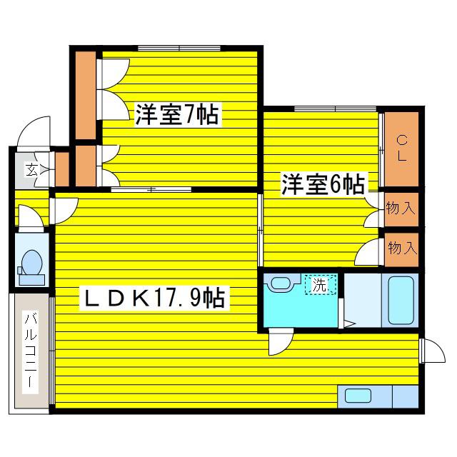 ノースパーク27(2LDK/2階)の間取り写真