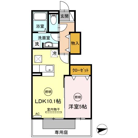 ヴァンヴェール(1LDK/1階)の間取り写真