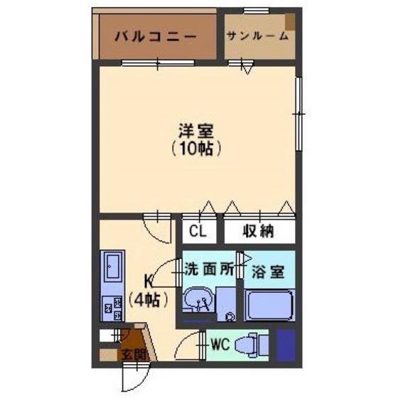 フェル・マータ(1K/3階)の間取り写真