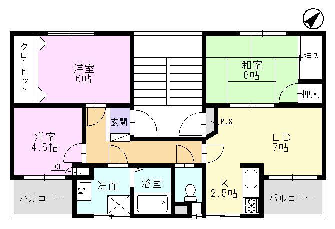 リプレイス手賀野(3LDK/2階)の間取り写真