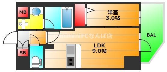 エステムコート堺筋本町(1LDK/12階)の間取り写真