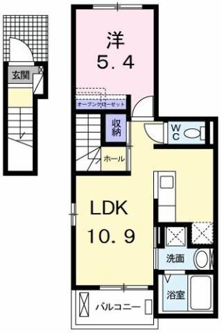 アルカンシエル北島(1LDK/2階)の間取り写真
