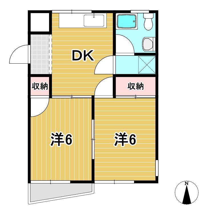 パークシティ会瀬(2DK/1階)の間取り写真