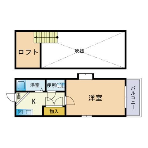 ポピンズ(1K/2階)の間取り写真