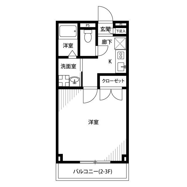 アンプルール フェール 鴻巣(1K/3階)の間取り写真