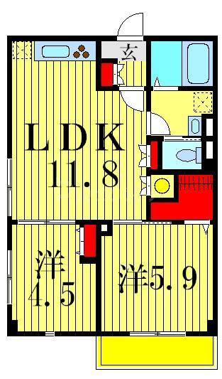 ボナール セブン(2LDK/2階)の間取り写真