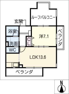 CALM DOS(1LDK/3階)の間取り写真