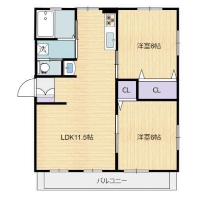 高洲マンション(2LDK/3階)の間取り写真