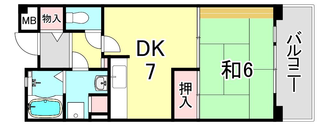 URサンラフレ鳴尾北11号棟(1DK/2階)の間取り写真