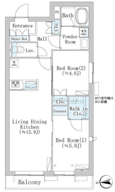 アーバン杉並本天沼(2LDK/2階)の間取り写真