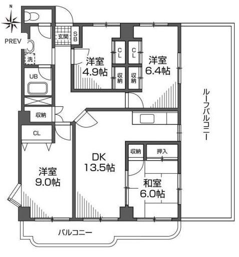グランメール成城(4LDK/5階)の間取り写真