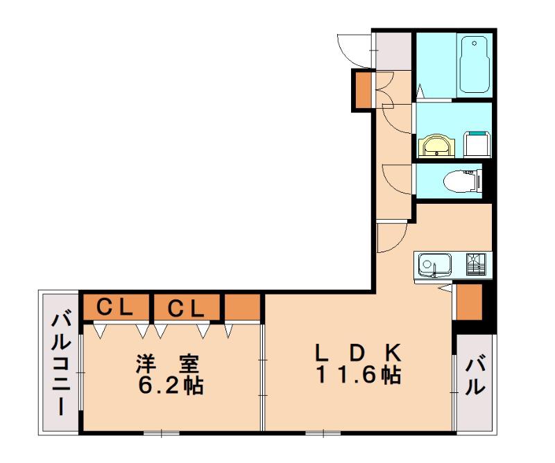 ジャスミン春日A(1LDK/2階)の間取り写真