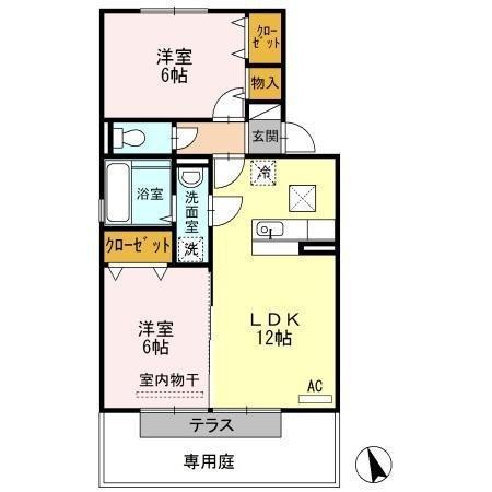 キュベレイMK-II(2LDK/1階)の間取り写真