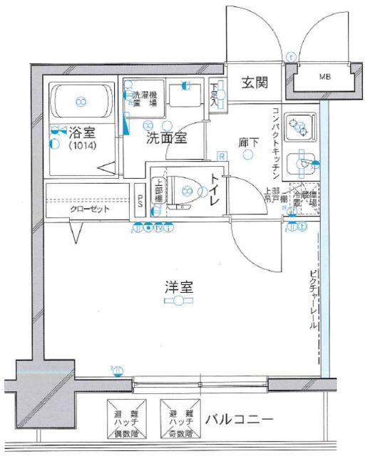 グリフィン横浜・高島町(1K/4階)の間取り写真