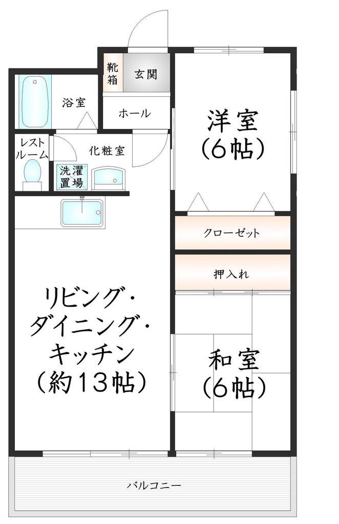 第16大橋IR BLD(2LDK/4階)の間取り写真