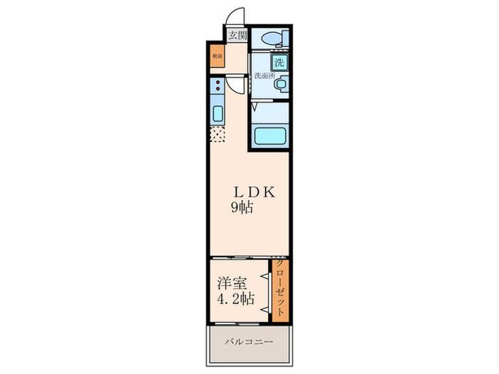 LUORE尼崎(1LDK/3階)の間取り写真