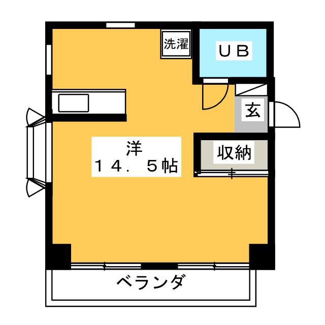 メイツ八幡(ワンルーム/2階)の間取り写真