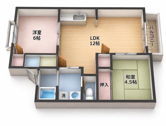 パル三葛(2LDK/1階)の間取り写真