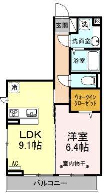 コーポ盛(1LDK/2階)の間取り写真