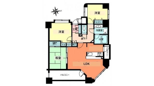ライオンズマンション舟入本町(3LDK/2階)の間取り写真