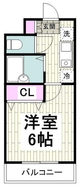 ベルメゾン横浜(1K/2階)の間取り写真