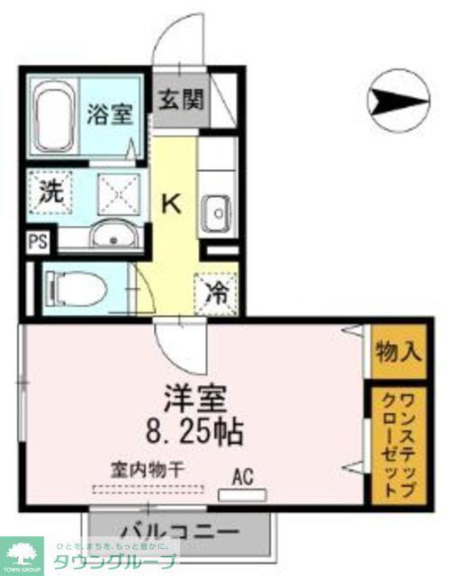 グランドゥール(1K/1階)の間取り写真