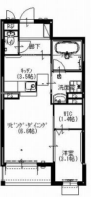 フォーリア(1SK/3階)の間取り写真