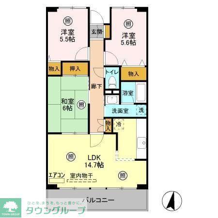 ルーチェ緑が丘A(3LDK/2階)の間取り写真