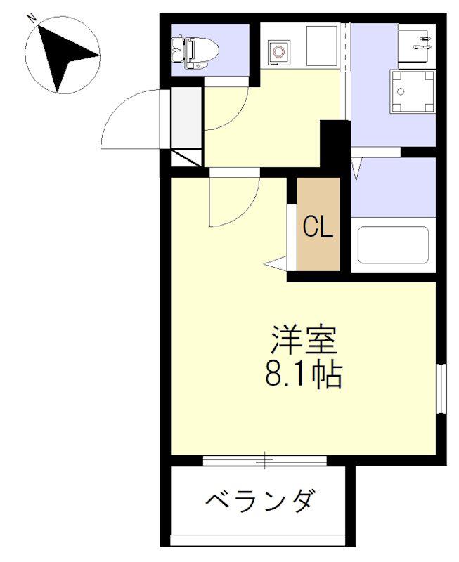 MELDIA椥辻(1K/2階)の間取り写真