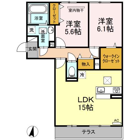 カサグランデ(2LDK/1階)の間取り写真