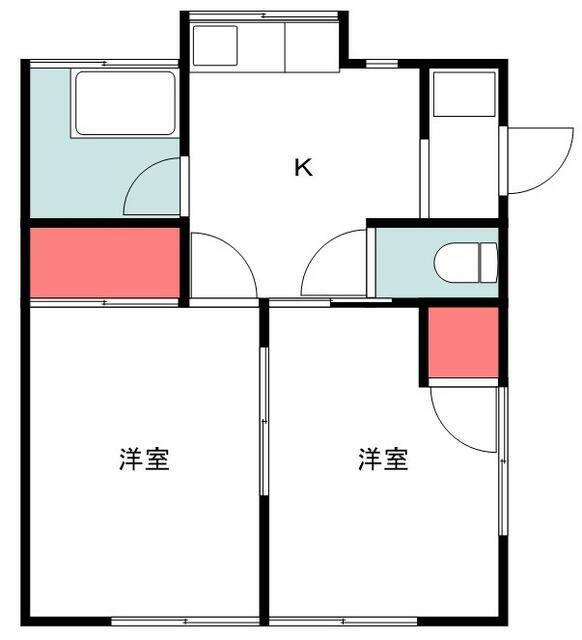 田中荘(2K/1階)の間取り写真
