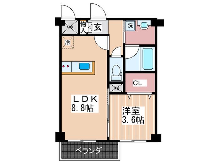 プランドル南観音(1LDK/2階)の間取り写真