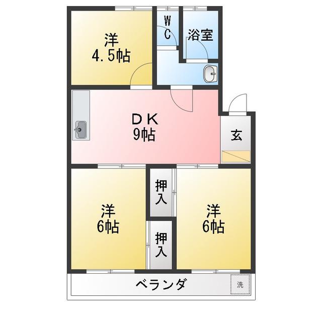 メゾン新所(3DK/4階)の間取り写真