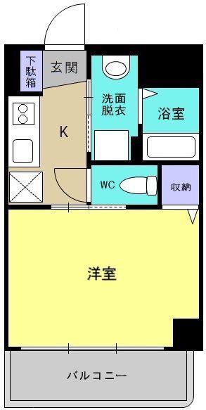 CASA BIANCA九品寺(1K/4階)の間取り写真