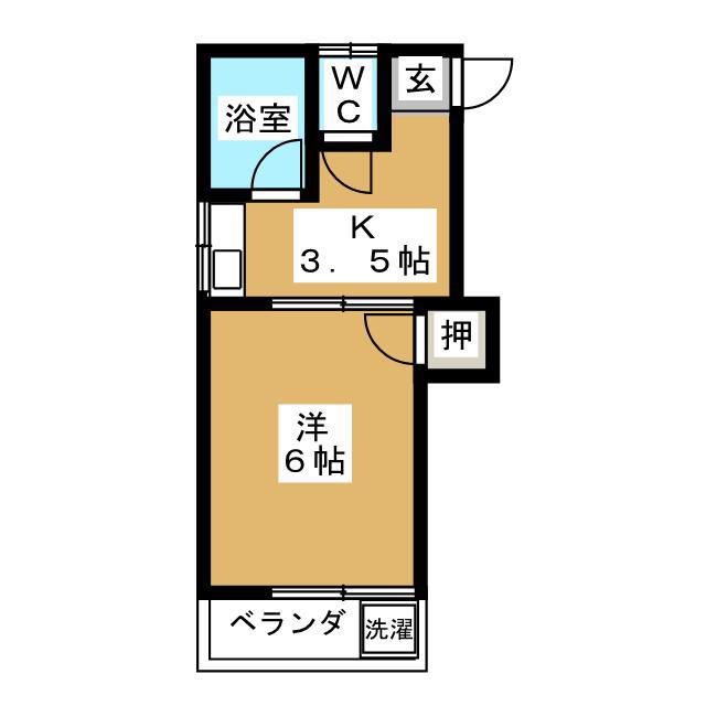 コーポ光(1K/2階)の間取り写真