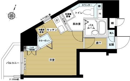 フェニックス笹塚駅前(ワンルーム/9階)の間取り写真