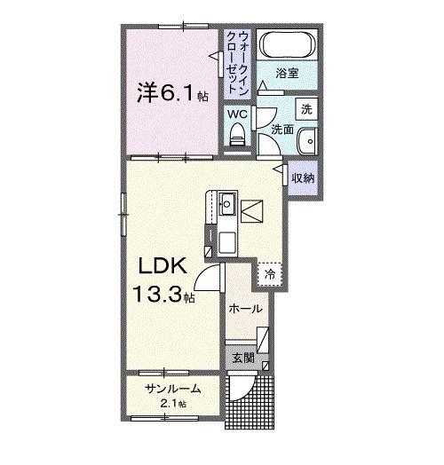 フェリーチェI(1LDK/1階)の間取り写真