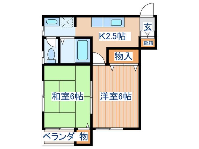 サンフラッツI(2K/2階)の間取り写真