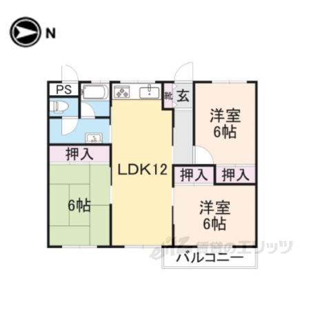 コーポ学園前(3LDK/2階)の間取り写真