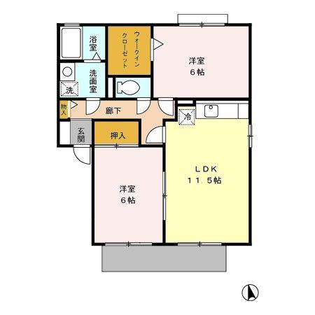 セジュールグランフォレ A棟(2LDK/1階)の間取り写真