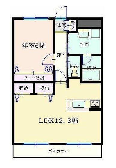 ユーネットIII(1LDK/1階)の間取り写真