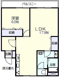 堂形マンション(1LDK/2階)の間取り写真