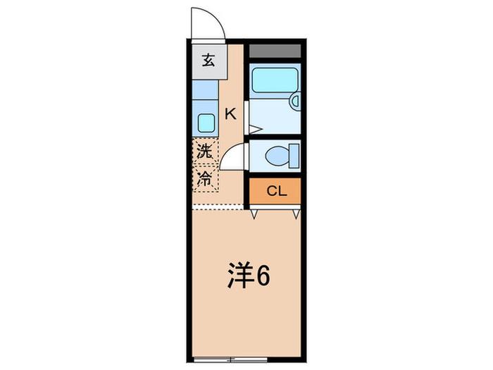 ホワイトヒルズ(1K/1階)の間取り写真