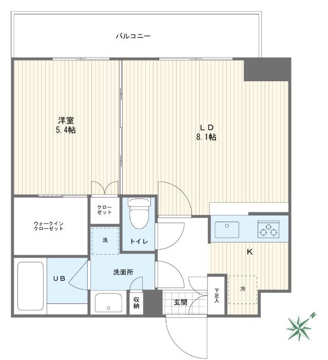 プライムネクサス南馬込(1LDK/1階)の間取り写真